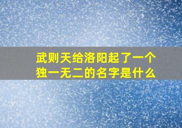 武则天给洛阳起了一个独一无二的名字是什么