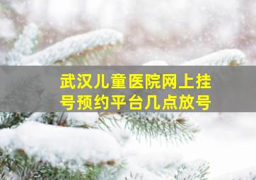 武汉儿童医院网上挂号预约平台几点放号