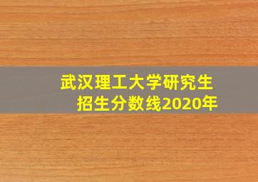 武汉理工大学研究生招生分数线2020年