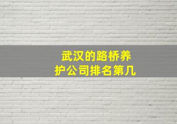 武汉的路桥养护公司排名第几