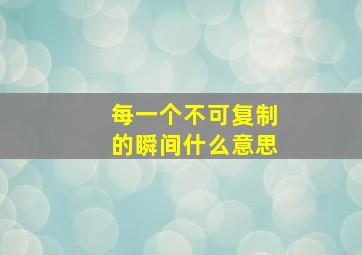 每一个不可复制的瞬间什么意思