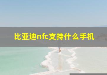 比亚迪nfc支持什么手机