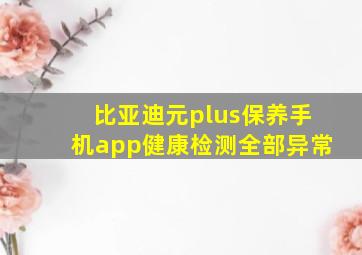 比亚迪元plus保养手机app健康检测全部异常