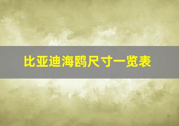 比亚迪海鸥尺寸一览表