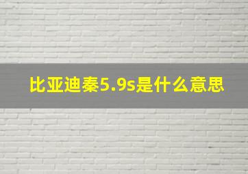 比亚迪秦5.9s是什么意思