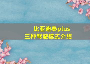 比亚迪秦plus三种驾驶模式介绍