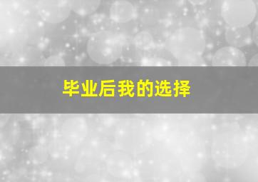 毕业后我的选择