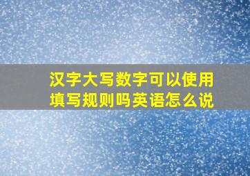 汉字大写数字可以使用填写规则吗英语怎么说