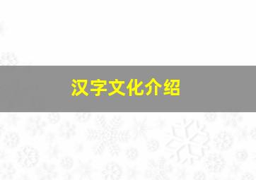 汉字文化介绍