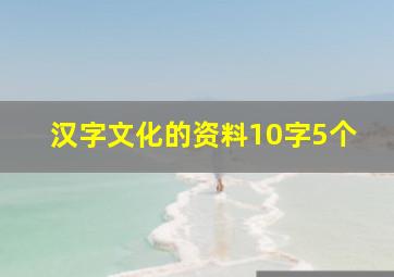 汉字文化的资料10字5个