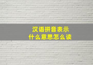 汉语拼音表示什么意思怎么读