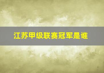 江苏甲级联赛冠军是谁