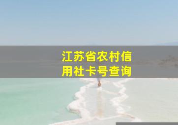 江苏省农村信用社卡号查询