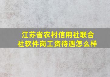 江苏省农村信用社联合社软件岗工资待遇怎么样