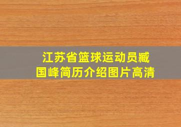 江苏省篮球运动员臧国峰简历介绍图片高清