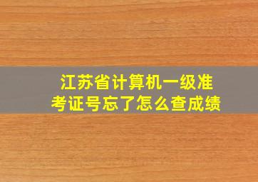 江苏省计算机一级准考证号忘了怎么查成绩