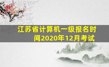 江苏省计算机一级报名时间2020年12月考试