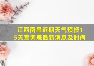 江西南昌近期天气预报15天查询表最新消息及时间