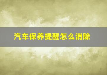 汽车保养提醒怎么消除