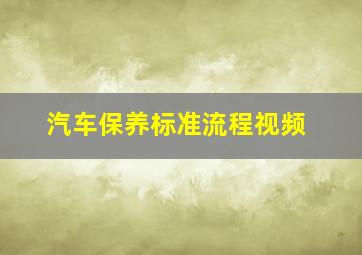 汽车保养标准流程视频