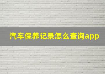 汽车保养记录怎么查询app