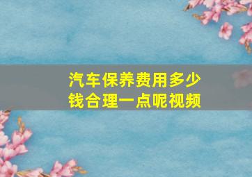 汽车保养费用多少钱合理一点呢视频