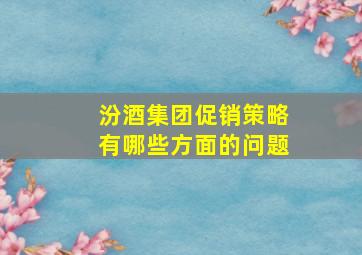 汾酒集团促销策略有哪些方面的问题