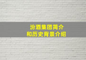 汾酒集团简介和历史背景介绍