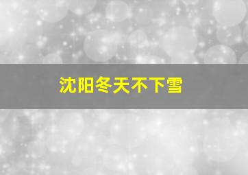 沈阳冬天不下雪