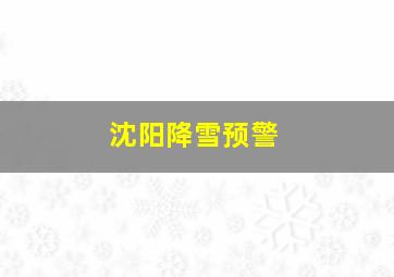 沈阳降雪预警