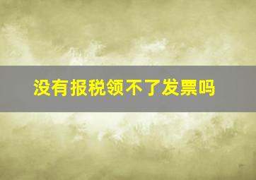 没有报税领不了发票吗