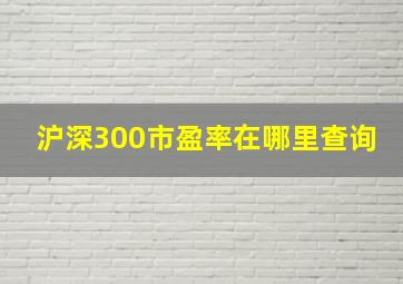 沪深300市盈率在哪里查询