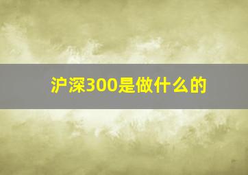 沪深300是做什么的