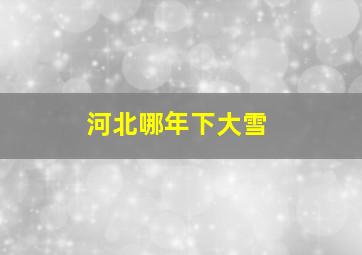 河北哪年下大雪