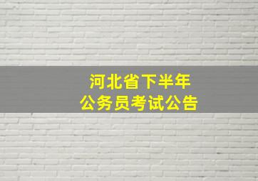 河北省下半年公务员考试公告