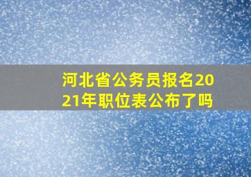 河北省公务员报名2021年职位表公布了吗