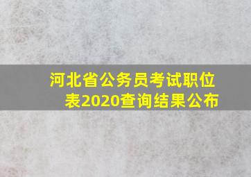 河北省公务员考试职位表2020查询结果公布