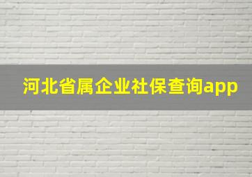 河北省属企业社保查询app