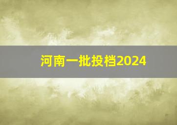 河南一批投档2024