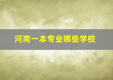 河南一本专业哪些学校