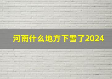 河南什么地方下雪了2024