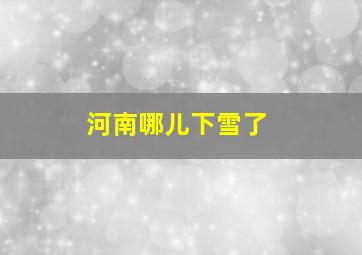 河南哪儿下雪了