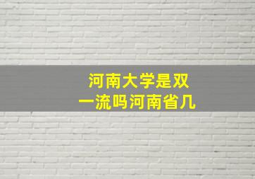 河南大学是双一流吗河南省几