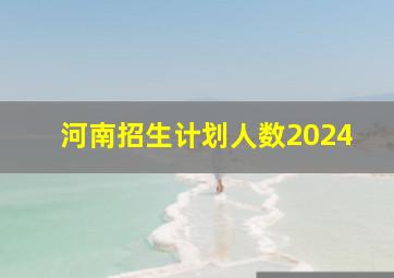 河南招生计划人数2024