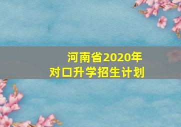 河南省2020年对口升学招生计划