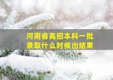 河南省高招本科一批录取什么时候出结果