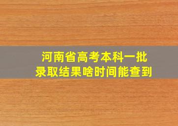 河南省高考本科一批录取结果啥时间能查到