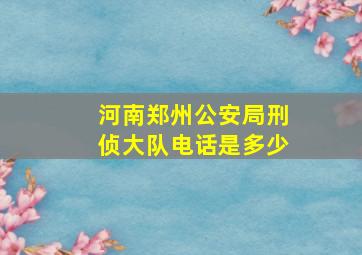 河南郑州公安局刑侦大队电话是多少