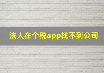 法人在个税app找不到公司