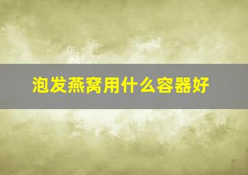 泡发燕窝用什么容器好